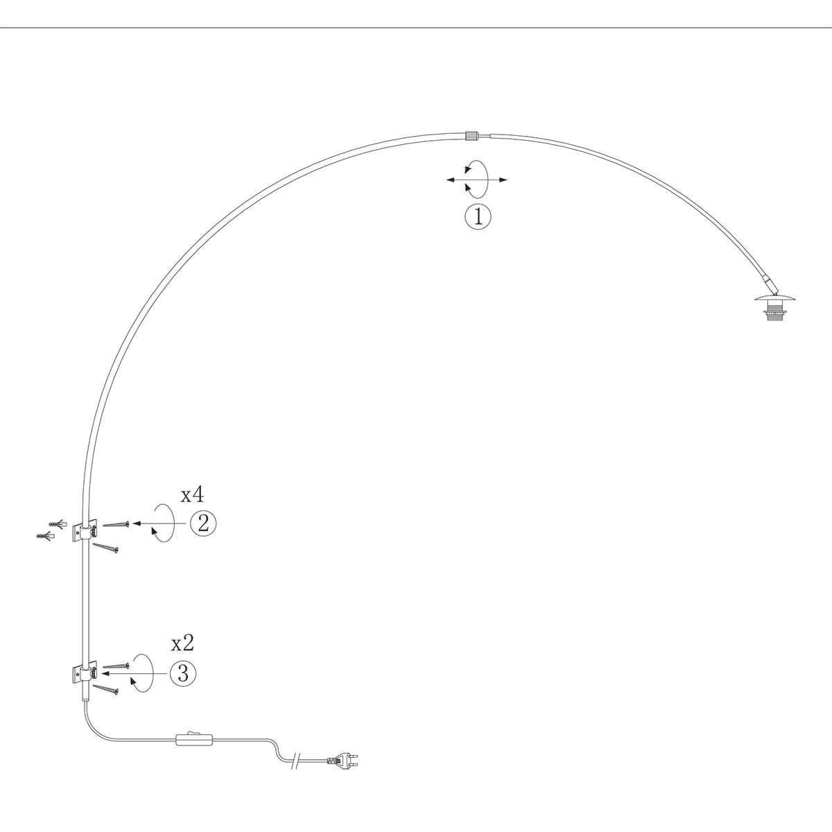 Applique arc en acier Steinhauer Sparkled Light abat-jour blanc – Image 8