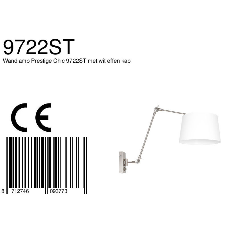 Applique avec abat-jour blanc Steinhauer Gramineus acier – Image 7