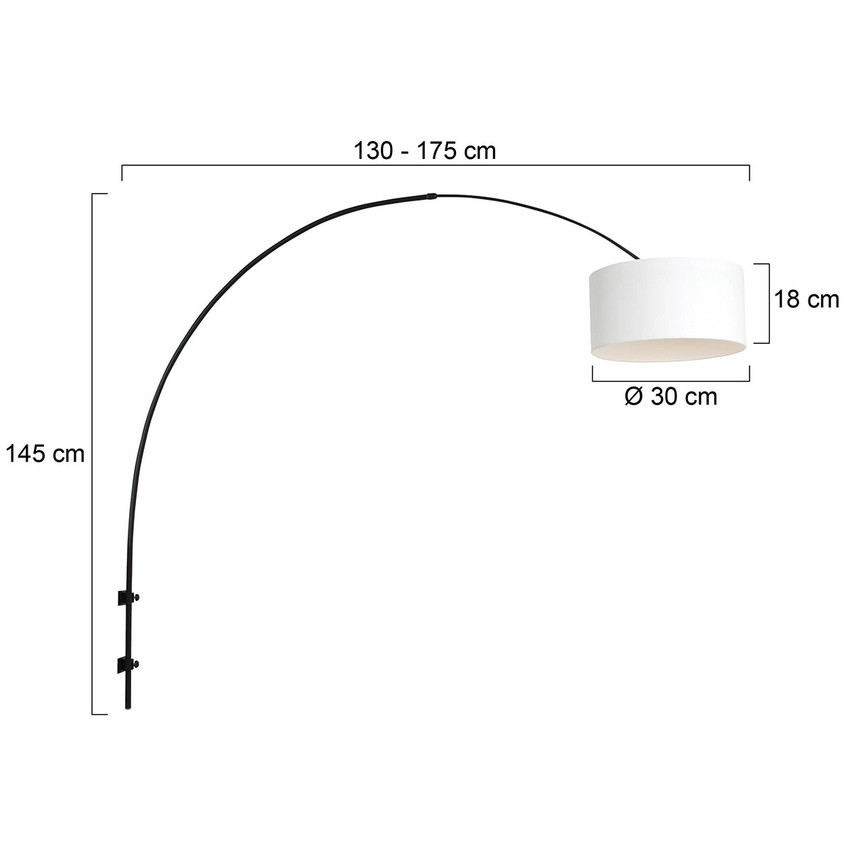 Applique avec abat-jour en lin Steinhauer Sparkled Light noir et blanc – Image 6