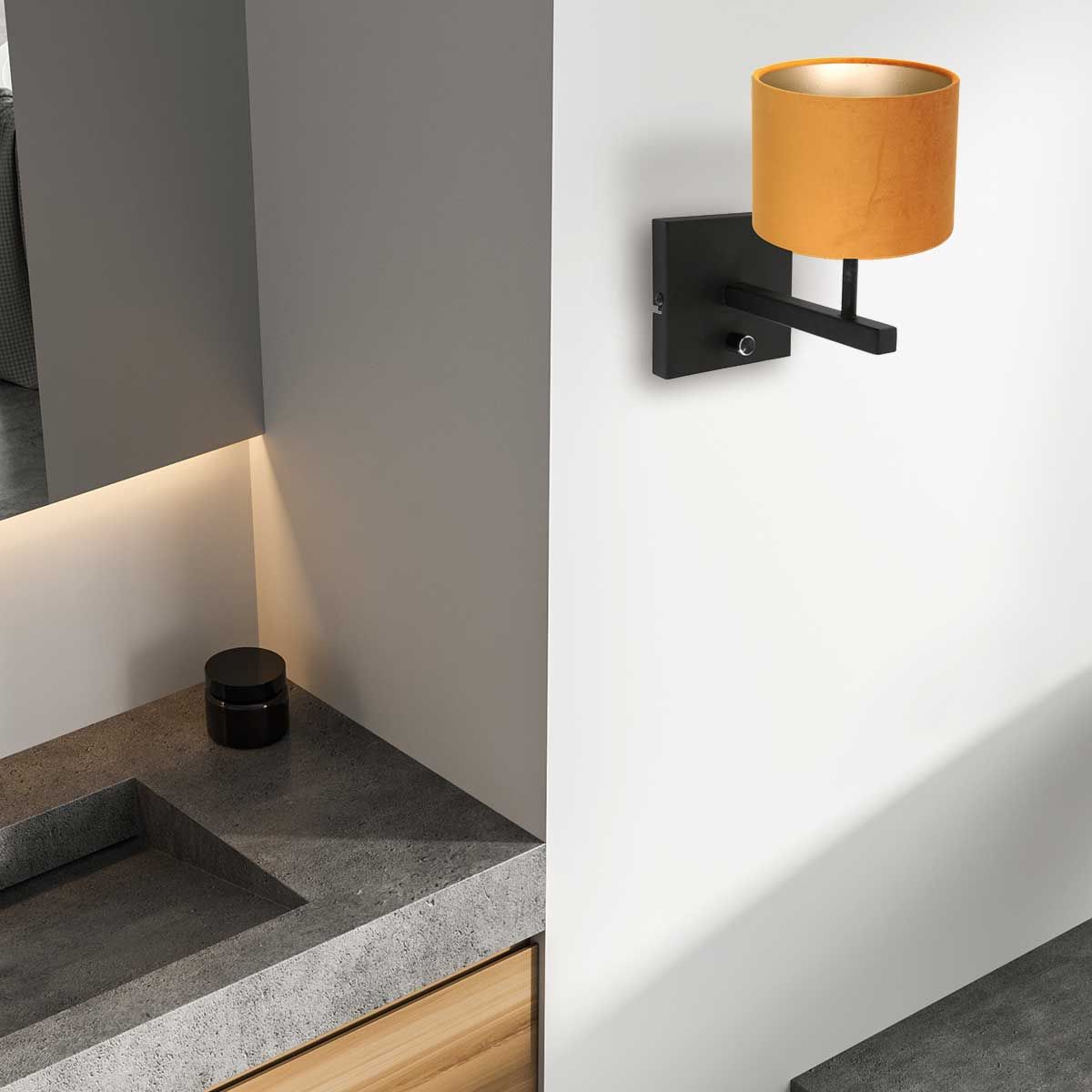 Applique moderne avec abat-jour ocre Steinhauer Stang noir – Image 3