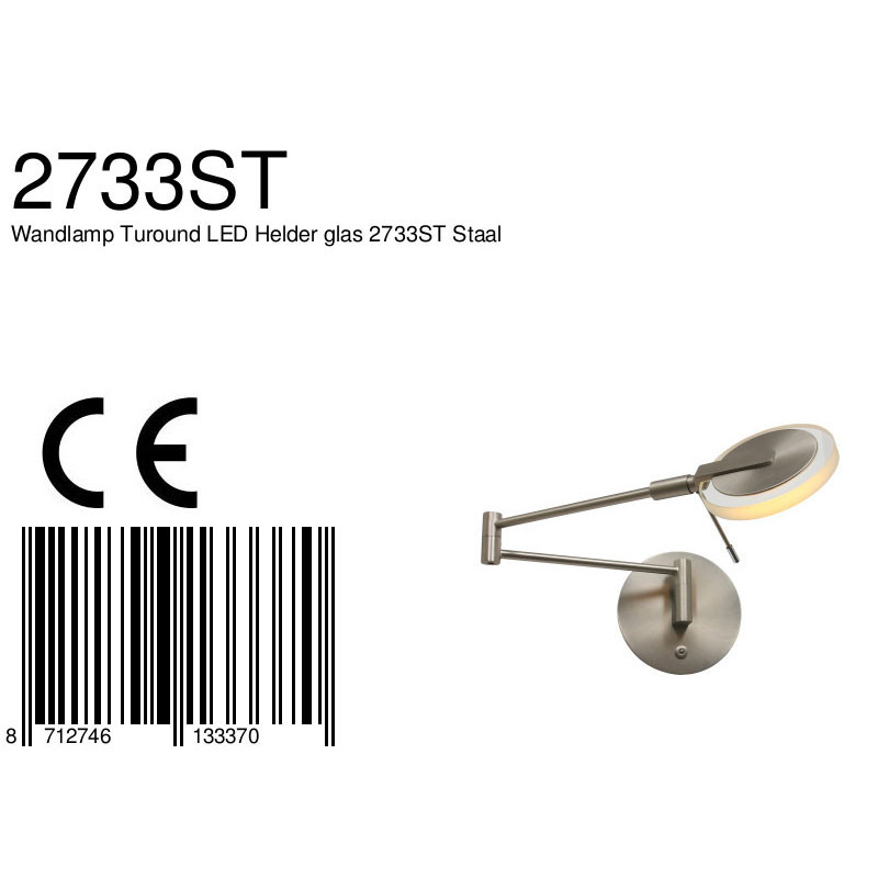 Applique murale acier avec LED inclinable en verre Steinhauer Turound – Image 8