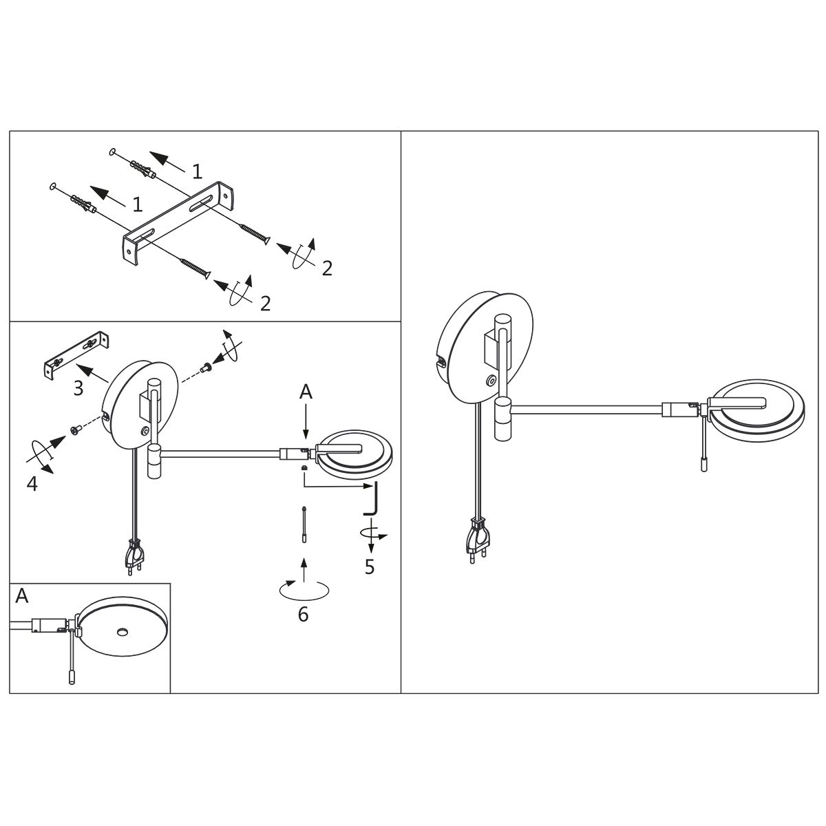 Applique murale acier avec LED inclinable en verre Steinhauer Turound – Image 9