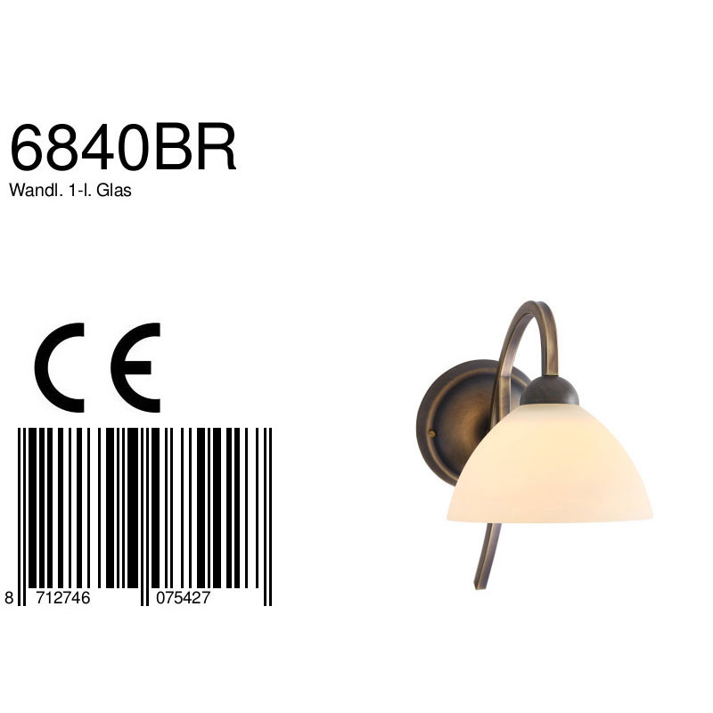 Applique murale bronze abat-jour verre marbré Steinhauer Capri – Image 7