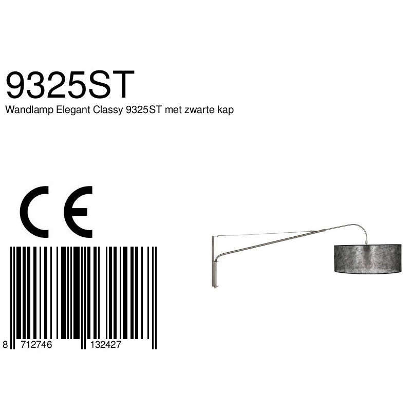 Applique murale extensible avec abat-jour noir en acier Steinhauer Gramineus – Image 7