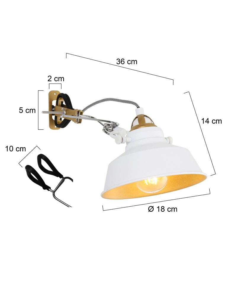 Lampe pince blanche et dorée Mexlite Nove – Image 10