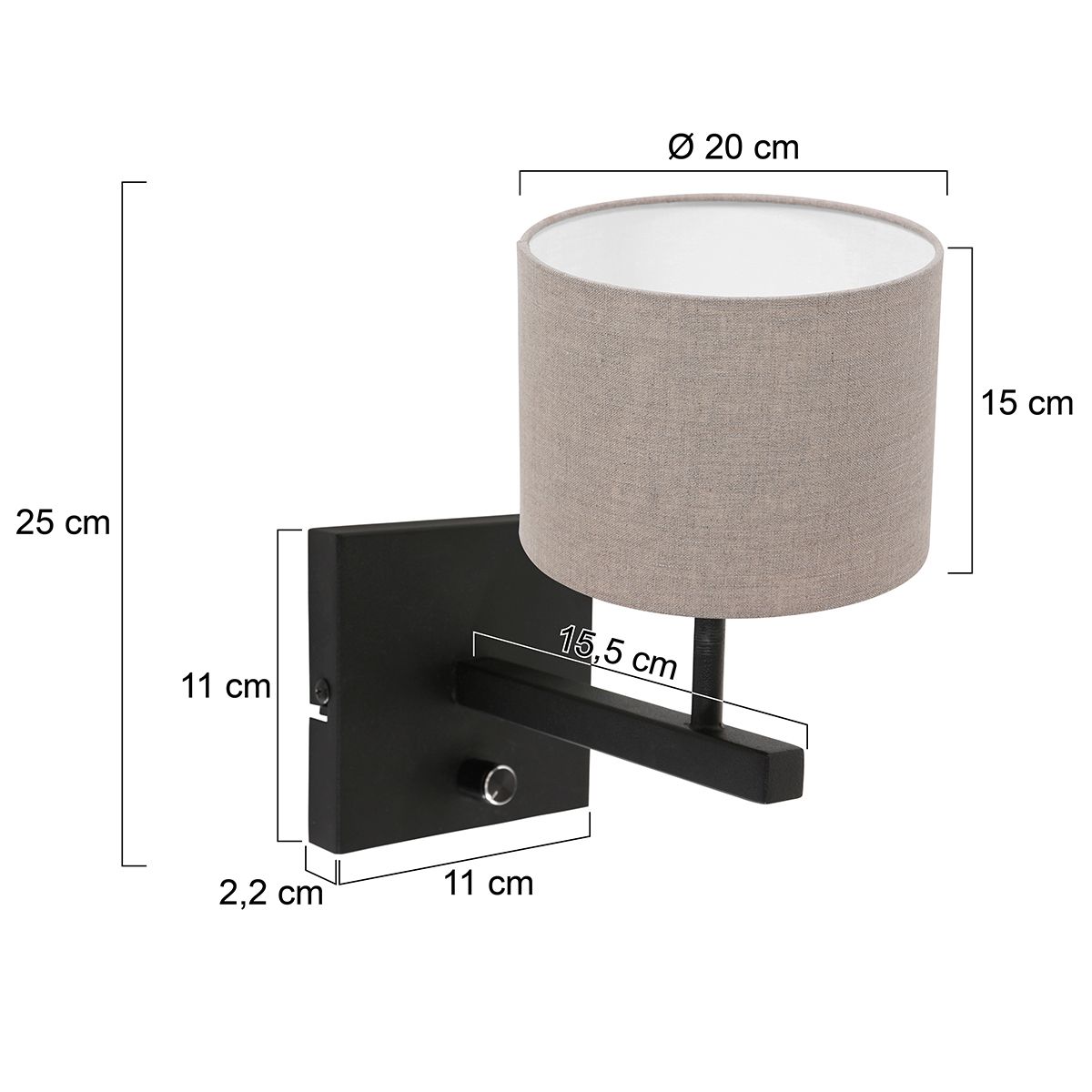 Applique noire abat-jour beige Steinhauer Stang – Image 6