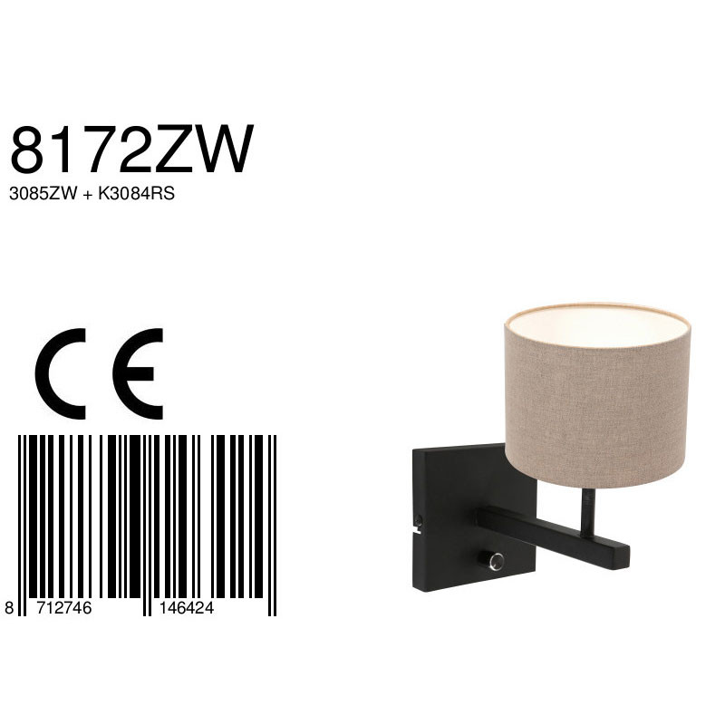 Applique noire abat-jour beige Steinhauer Stang – Image 7