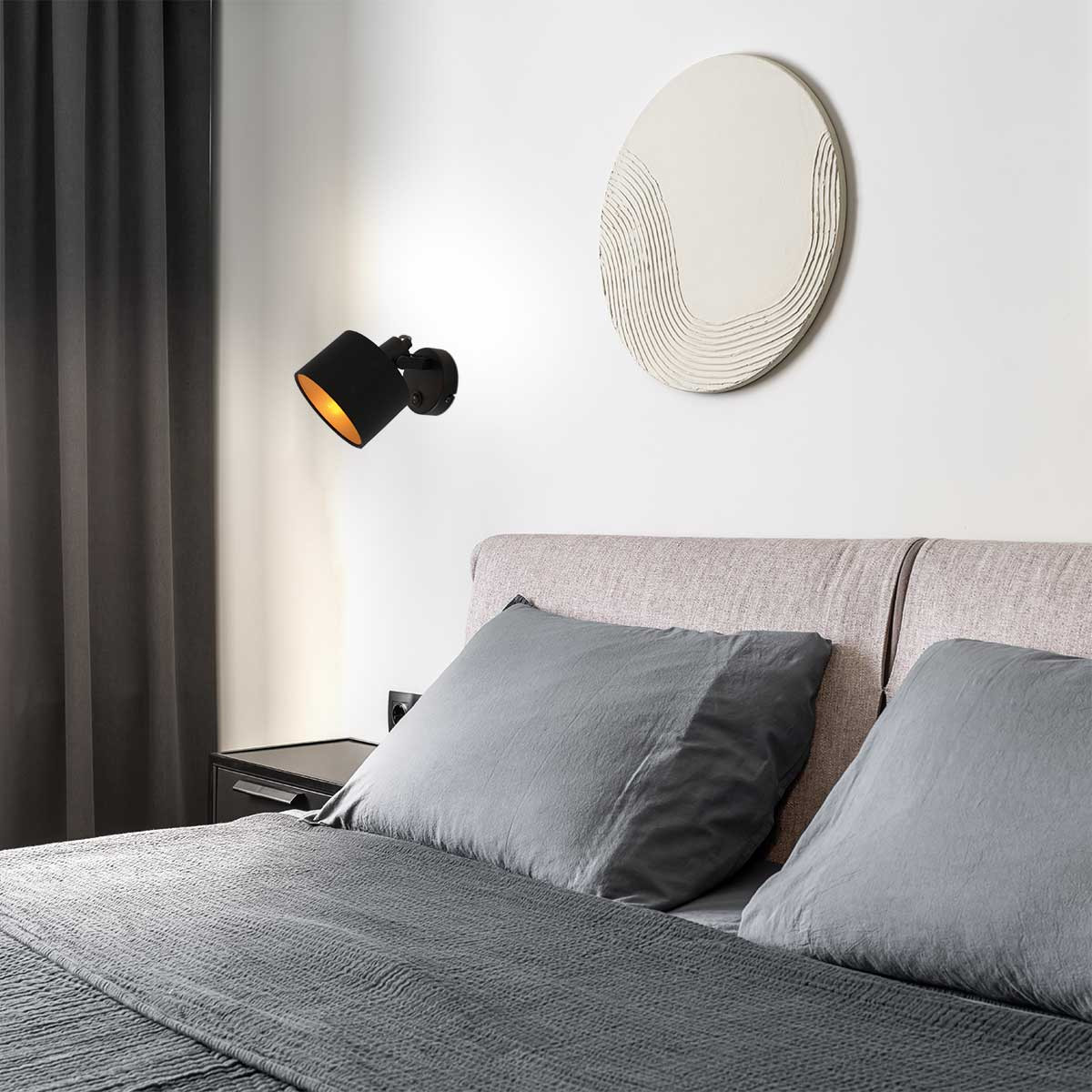 Spot noir réglable avec abat-jour en tissu Mexlite Ornoir – Image 3