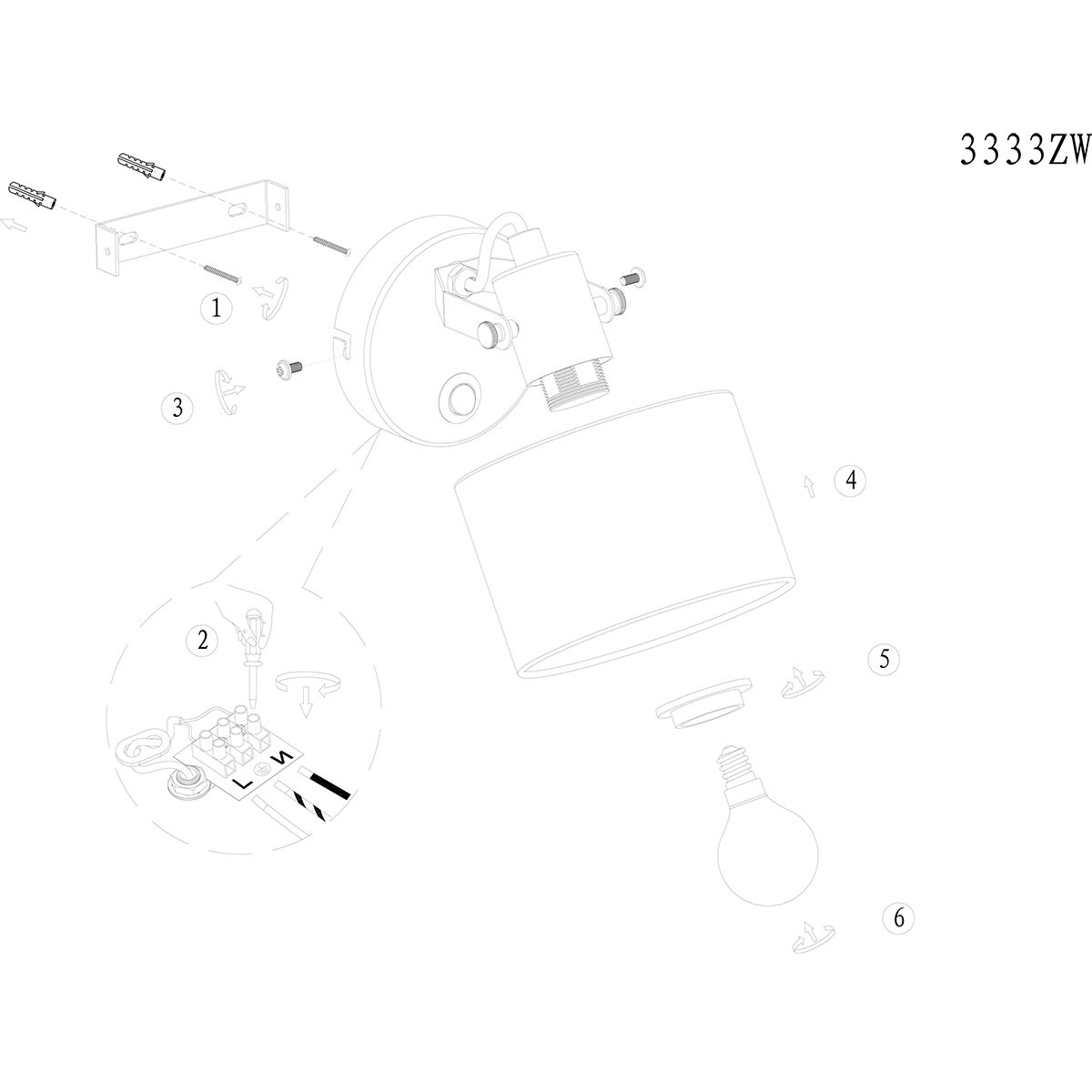 Spot noir réglable avec abat-jour en tissu Mexlite Ornoir – Image 9