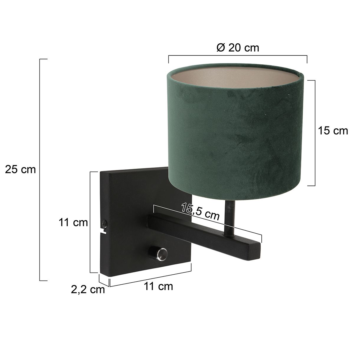 Applique noire abat-jour vert Steinhauer Stang – Image 6