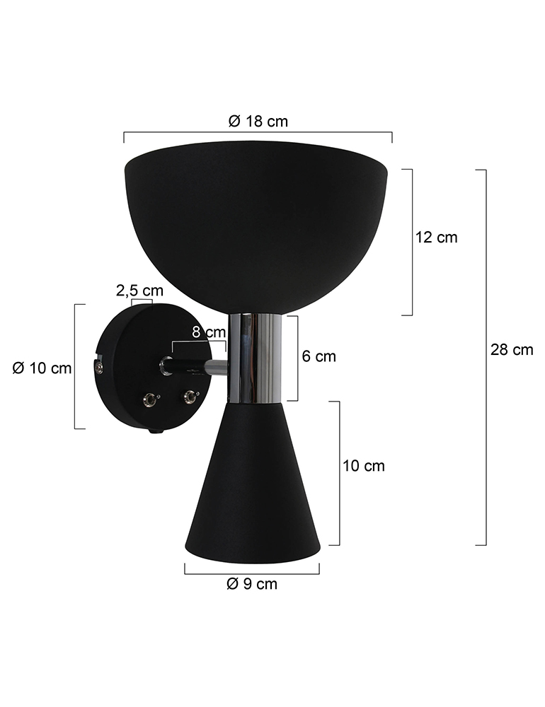 Applique noire avec éclairage supérieur et inférieur Anne Lighting Fastlåst – Image 6