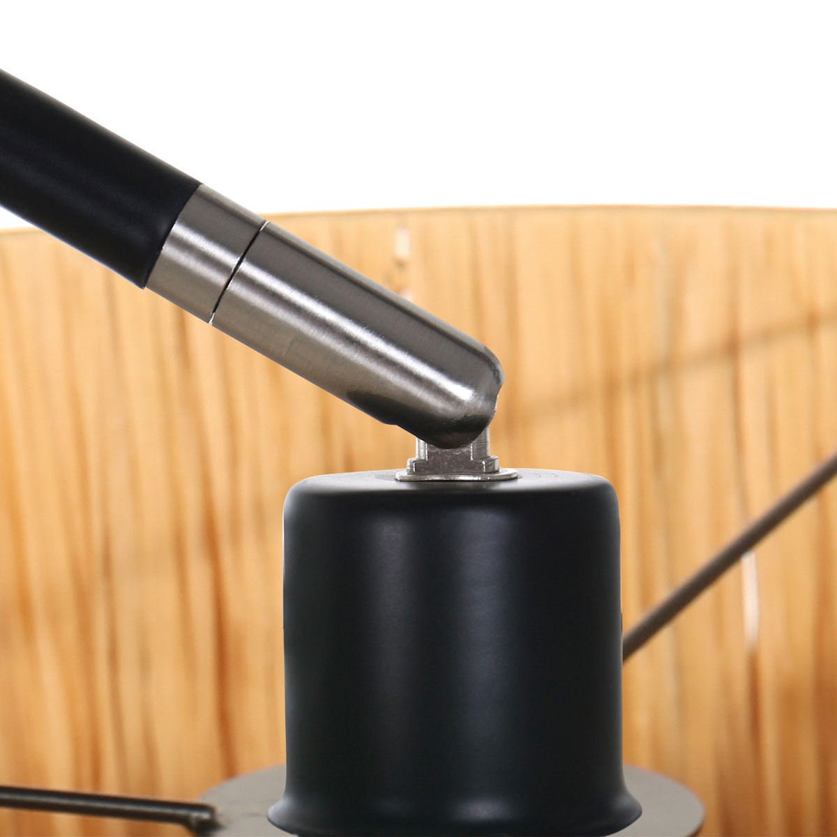 Lampadaire arc noir avec abat-jour naturel Mexlite Solva – Image 3