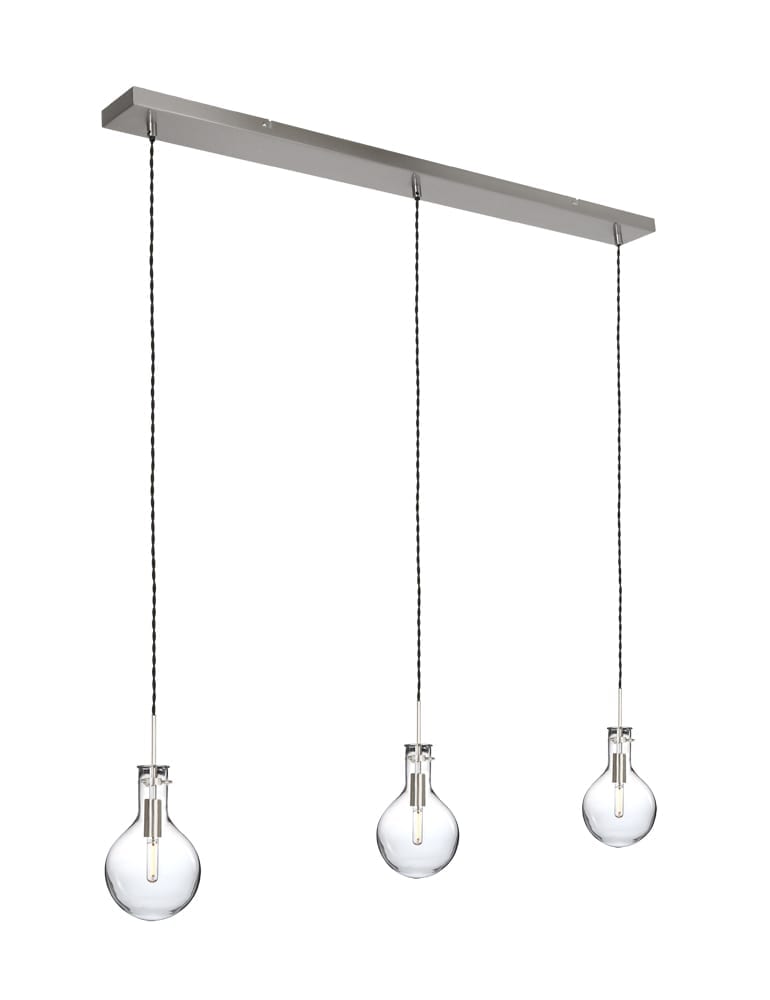Cette suspension à trois lampes ampoules en verre Steinhauer Elegance LED acier – Image 2