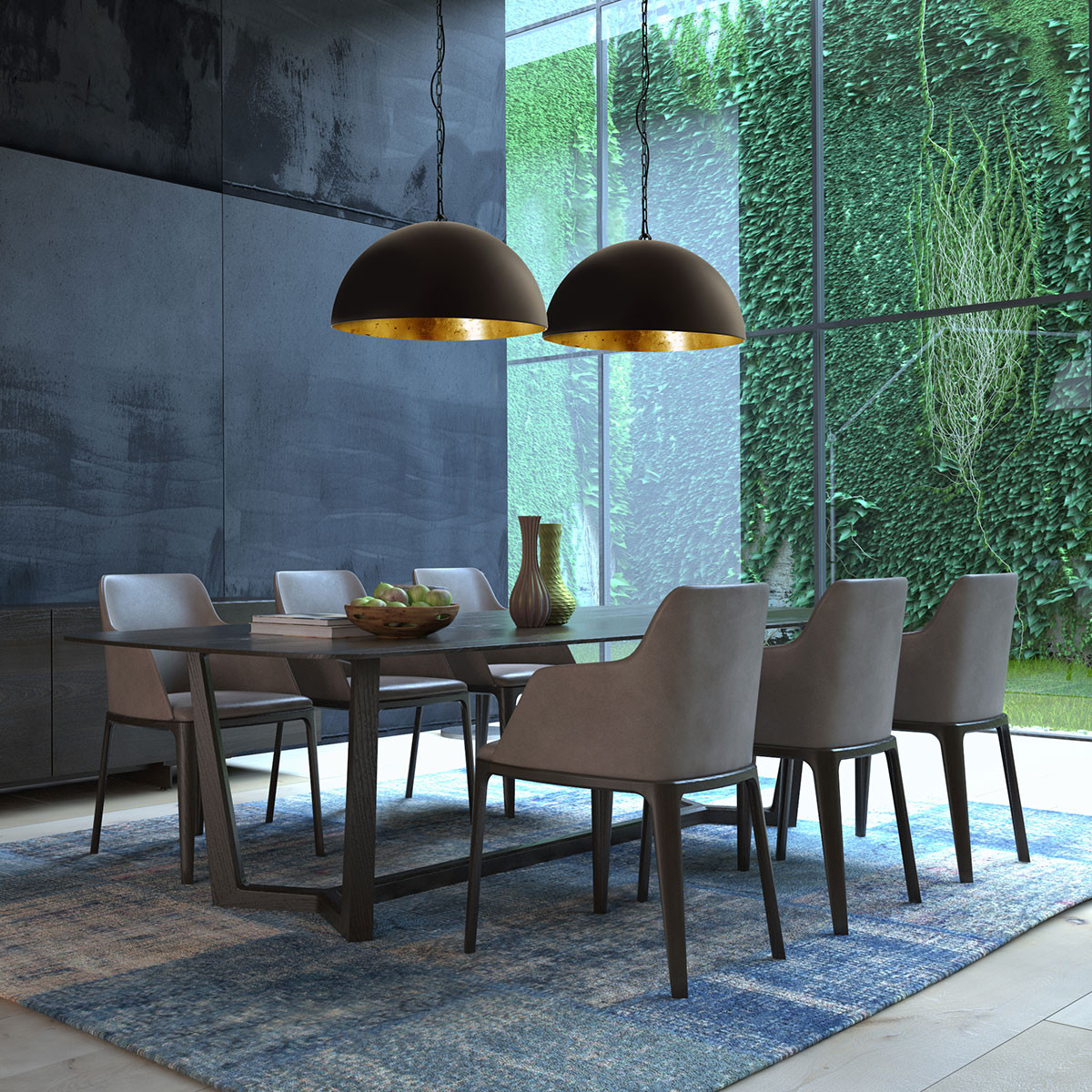 Double suspension demi-sphère Steinhauer Semicirkel noir et dorée – Image 3