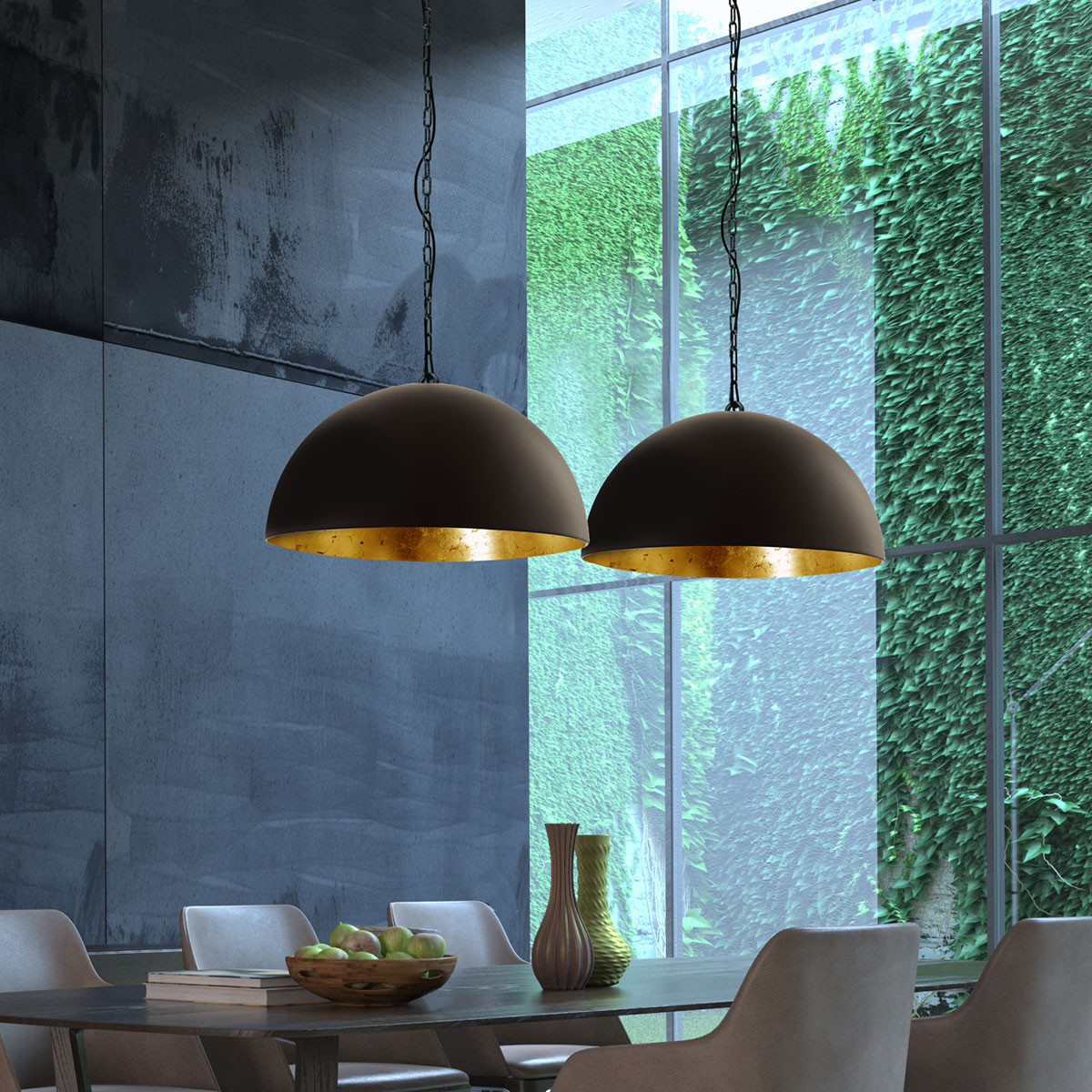 Double suspension demi-sphère Steinhauer Semicirkel noir et dorée – Image 4