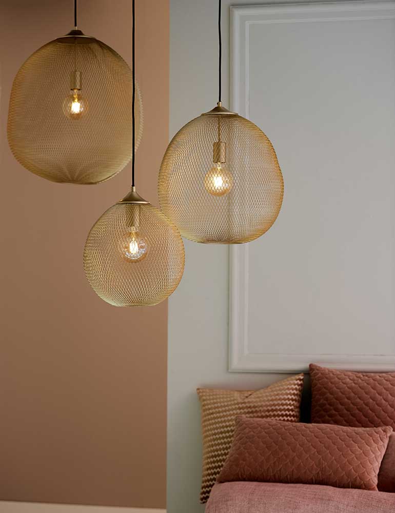 Grand suspension effet grillage Light & Living Moroc doré – Image 3