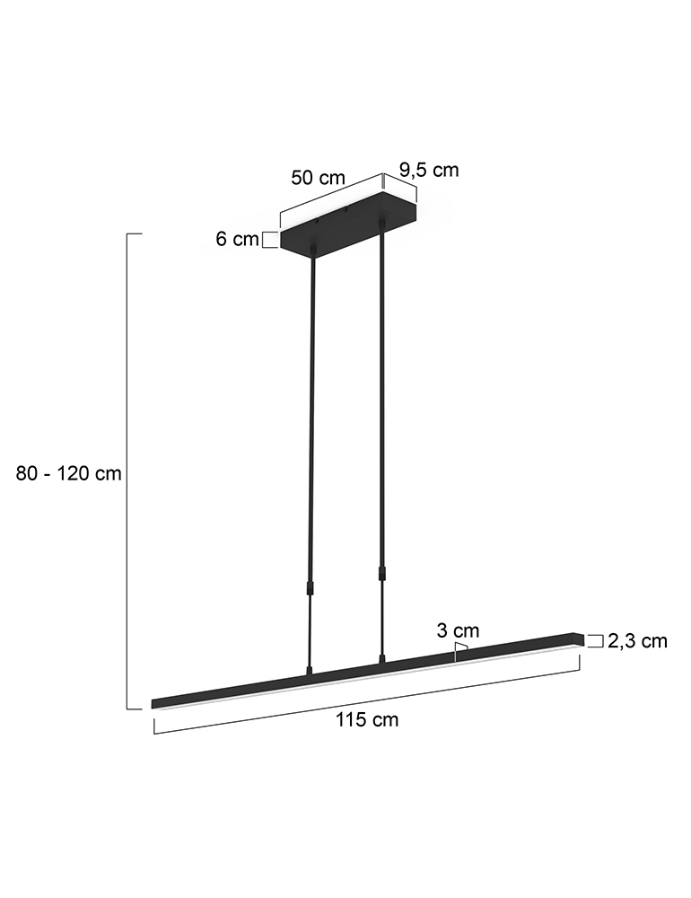 Grande suspension linéaire led Steinhauer Bande noir – Image 6