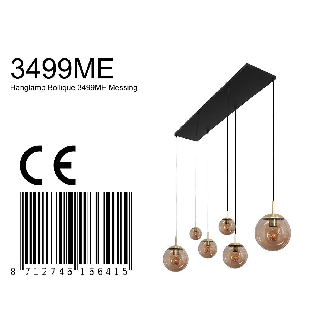 Suspension classique en verre couleur ambre Steinhauer Bollique – Image 8