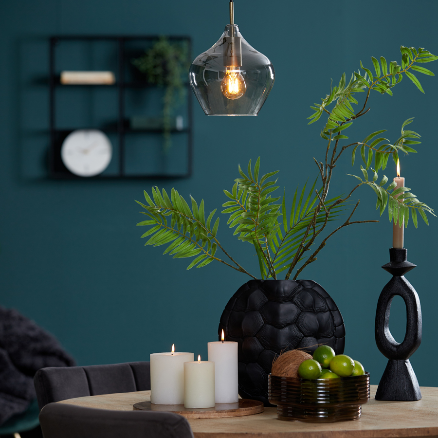 Suspension rétro en verre fumé et or Light & Living Rakel – Image 6