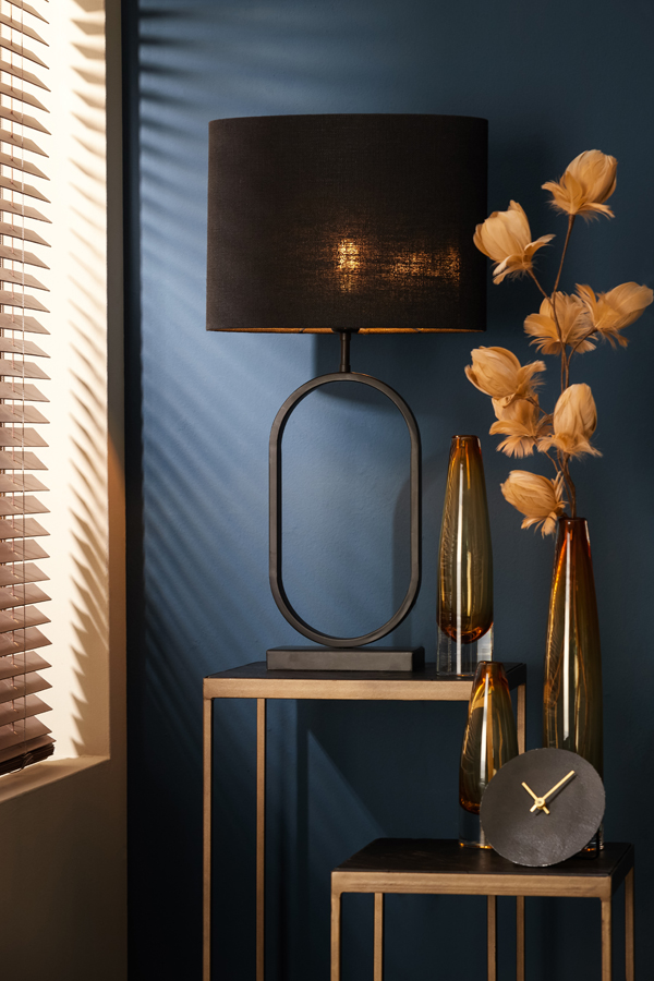 Base de lampe design noire ovale Light & Living Jamiri Lampesenligne.fr