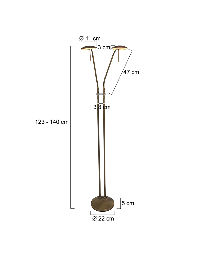 Lampadaire à deux lumières Steinhauer Zenith en bronze – Image 16