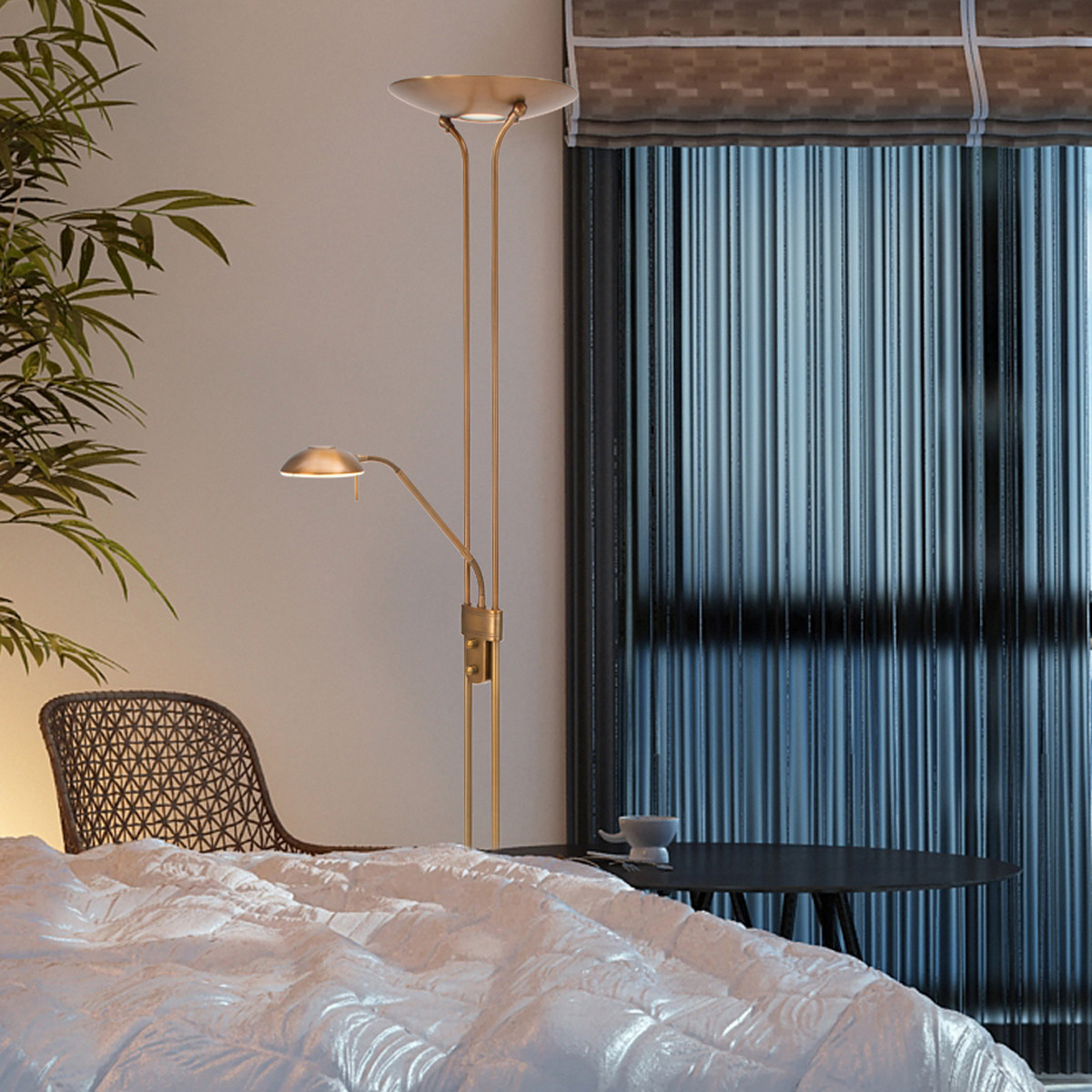 Lampadaire classique bronze bras de lecture réglable Mexlite Biron – Image 3