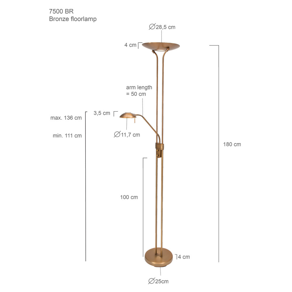 Lampadaire classique bronze bras de lecture réglable Mexlite Biron – Image 8
