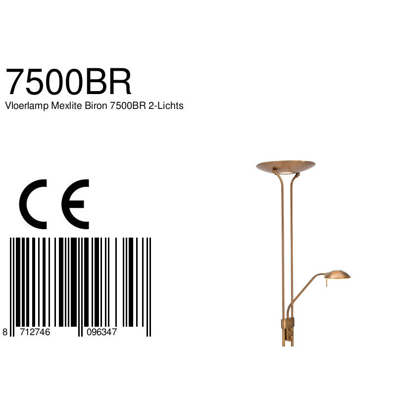 Lampadaire classique bronze bras de lecture réglable Mexlite Biron – Image 9