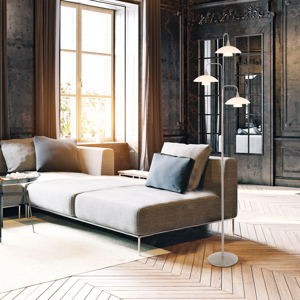 lampadaire-a-trois-lumieres-steinhauer-tallerken-acier-2659st