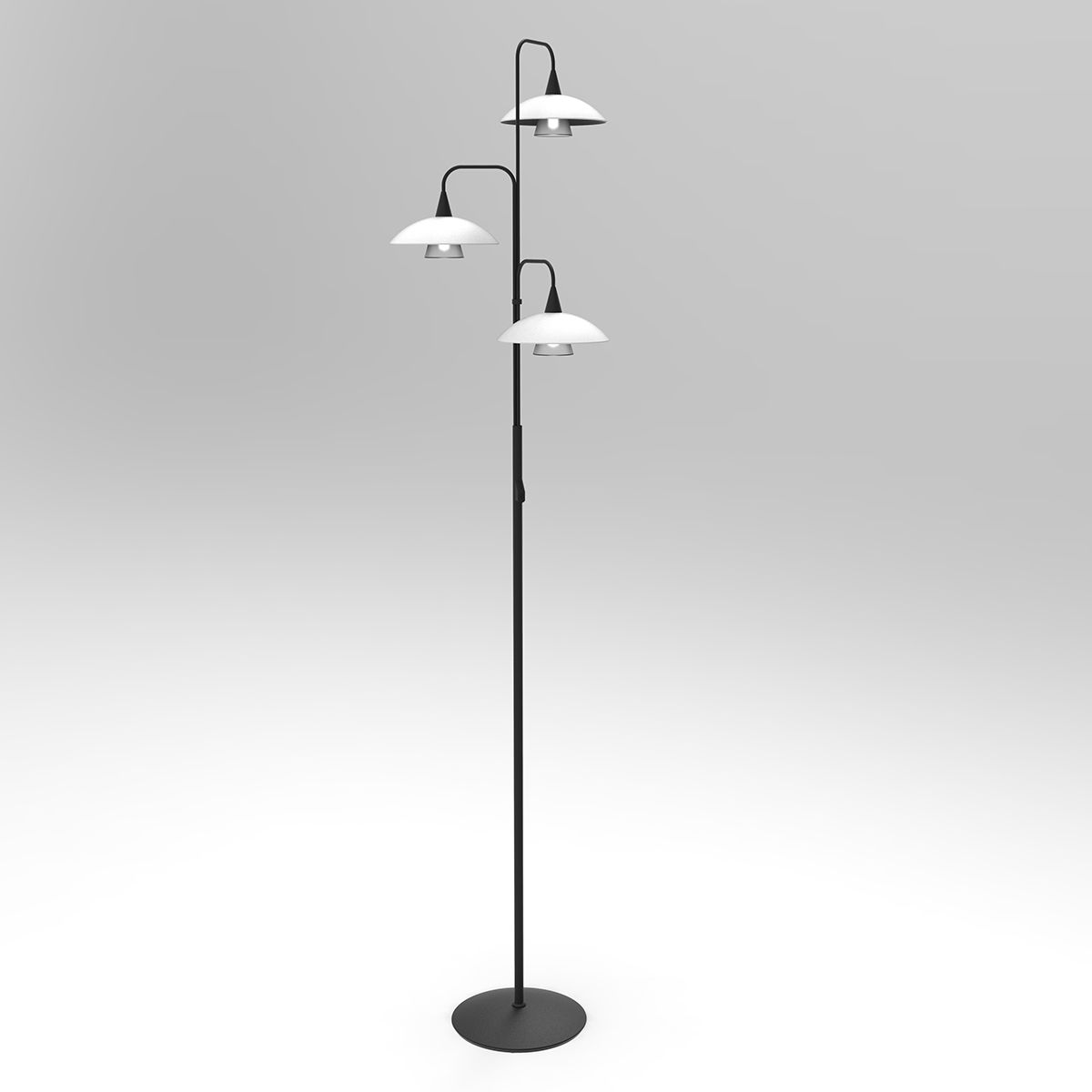 Lampadaire à trois spots en soucoupe Tallerken Steinhauer noir et blanc – Image 16
