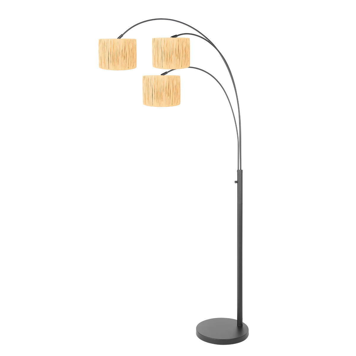 Lampadaire arc noir avec abat-jours en bois Steinhauer Sparkled light – Image 2