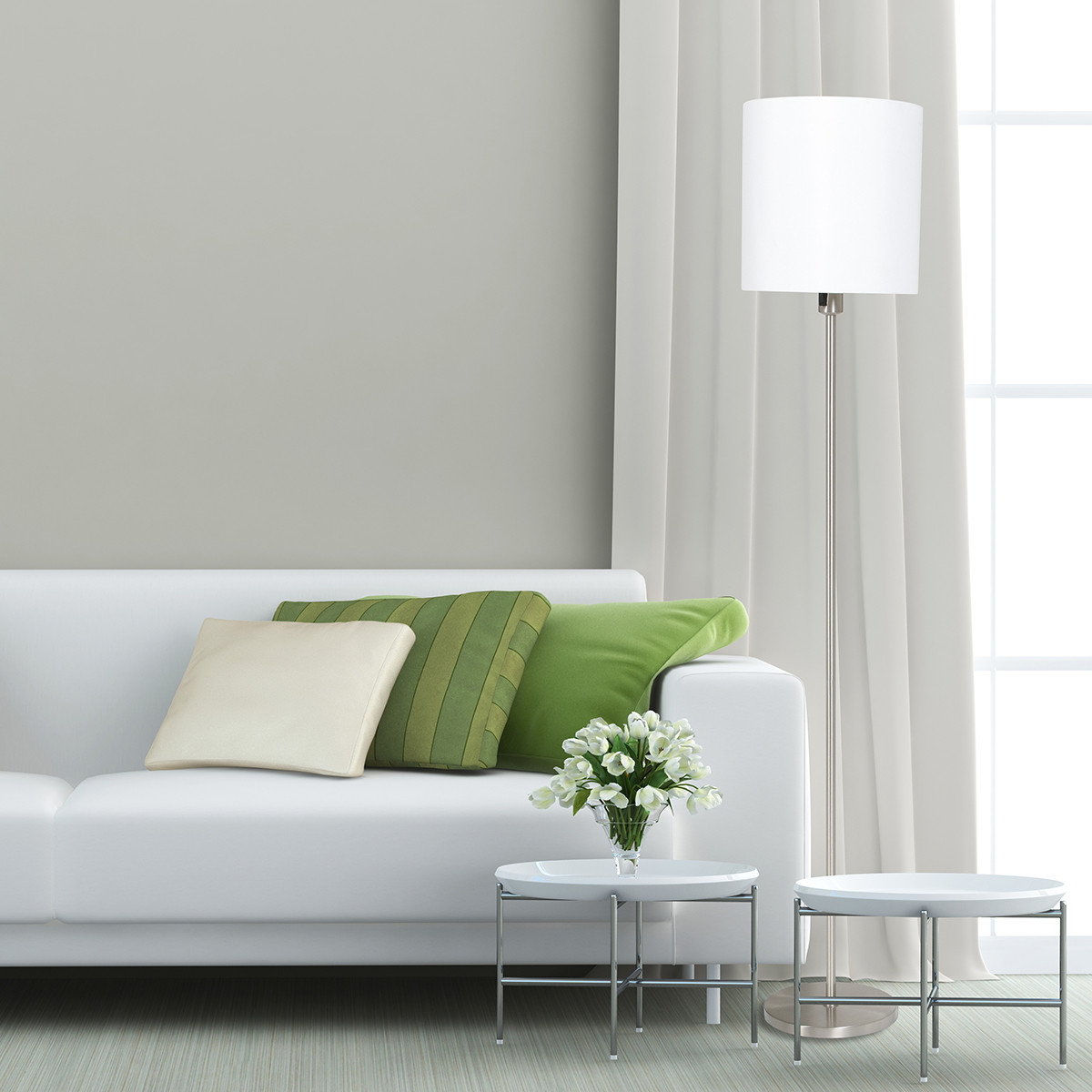 Lampe sur pied moderne en tissu et métal Mexlite Noor – Image 3