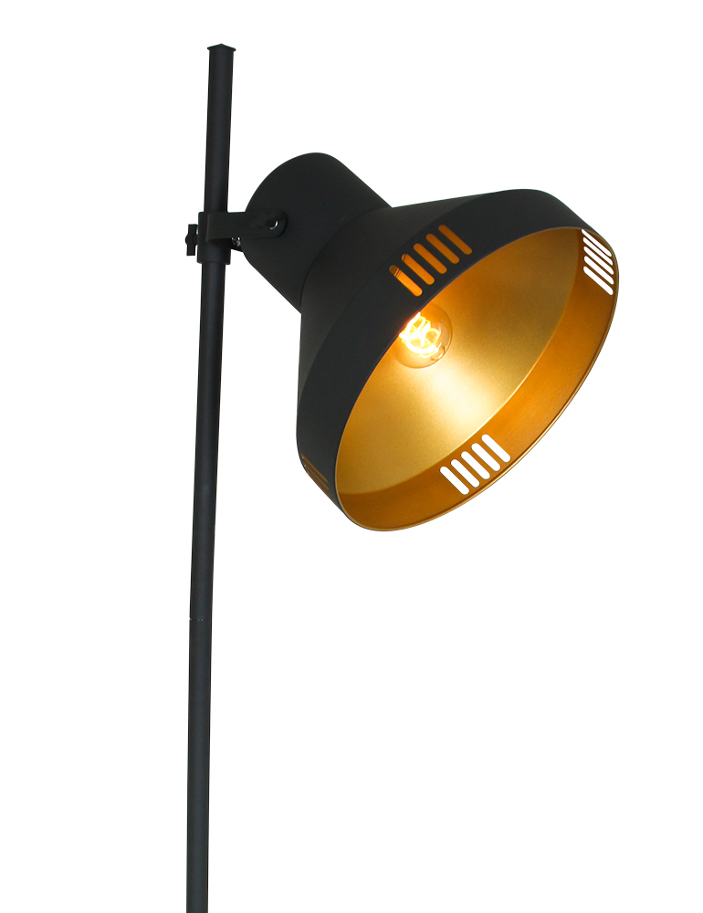 Lampadaire avec grand abat-jour Mexlite Evy noir et or – Image 2