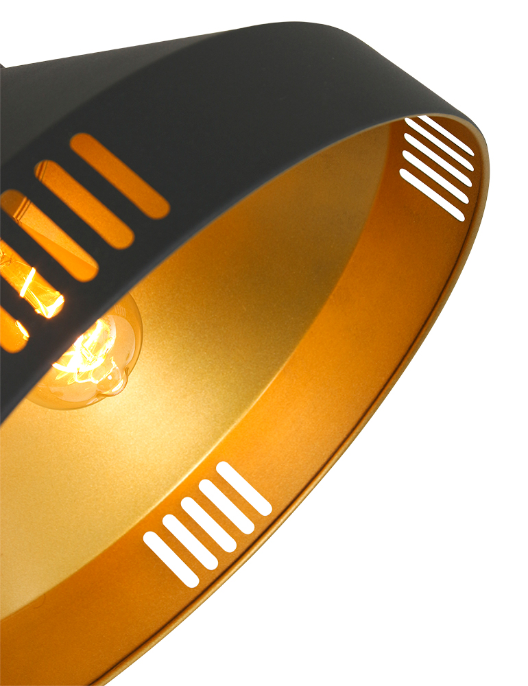 Lampadaire avec grand abat-jour Mexlite Evy noir et or – Image 4