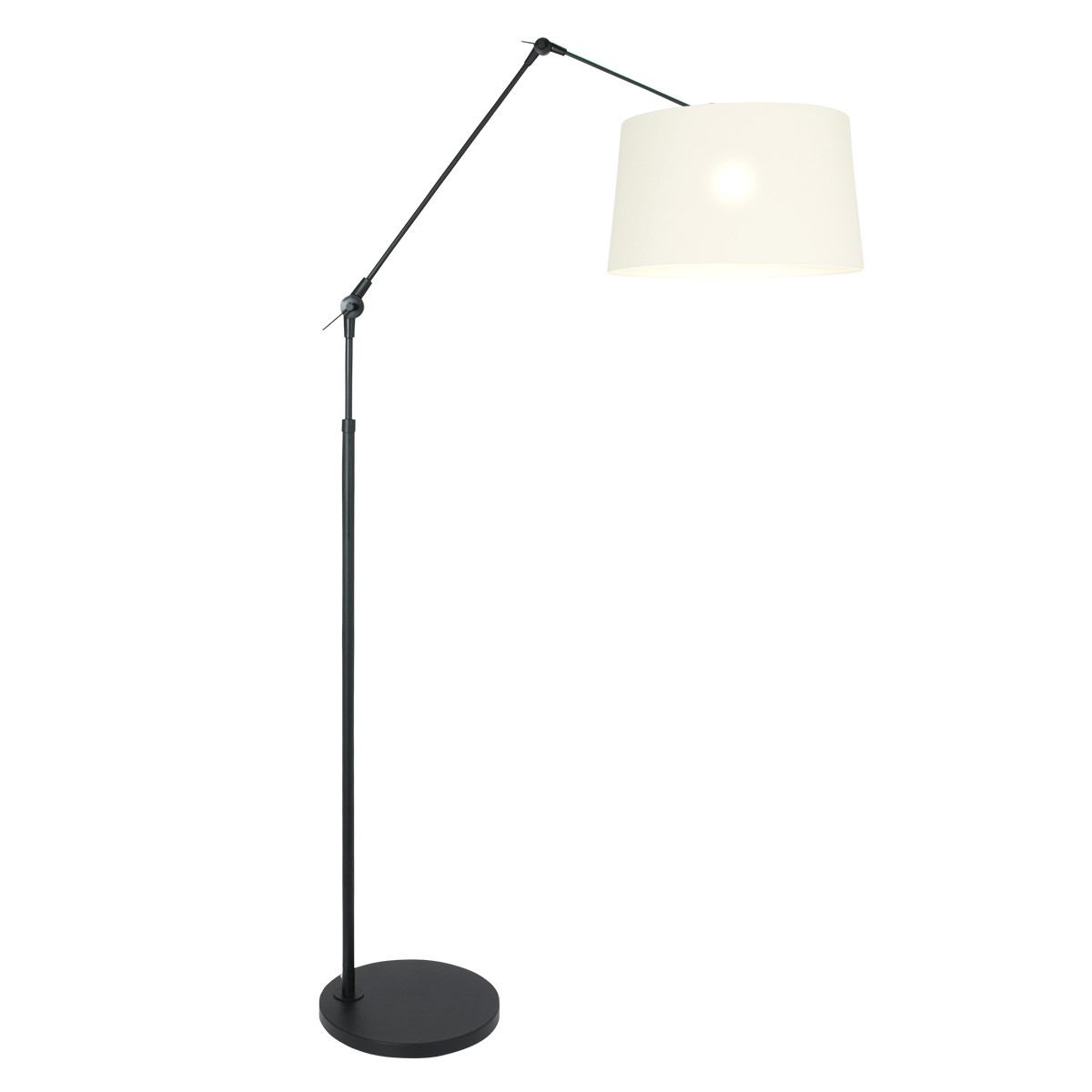 Lampadaire bras articulé Steinhauer Prestige Chic abat-jour lin noir et blanc – Image 2