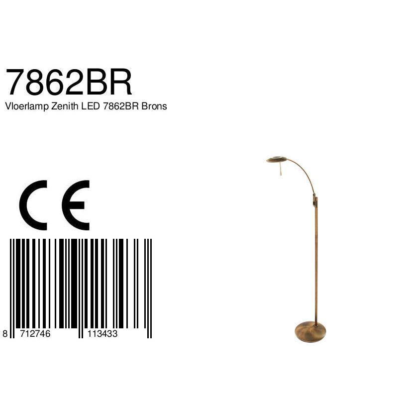 Lampadaire classique à LED Steinhauer Zenith couleur bronze – Image 8