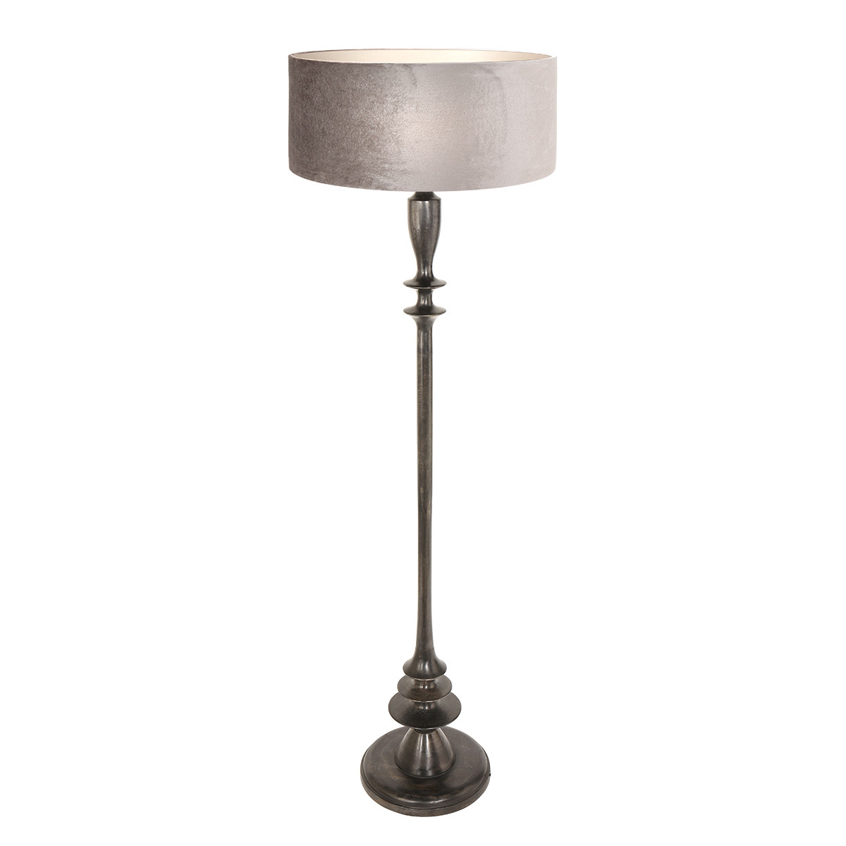 Lampadaire classique argent noir Steinhauer Bois noirantique et argent – Image 2