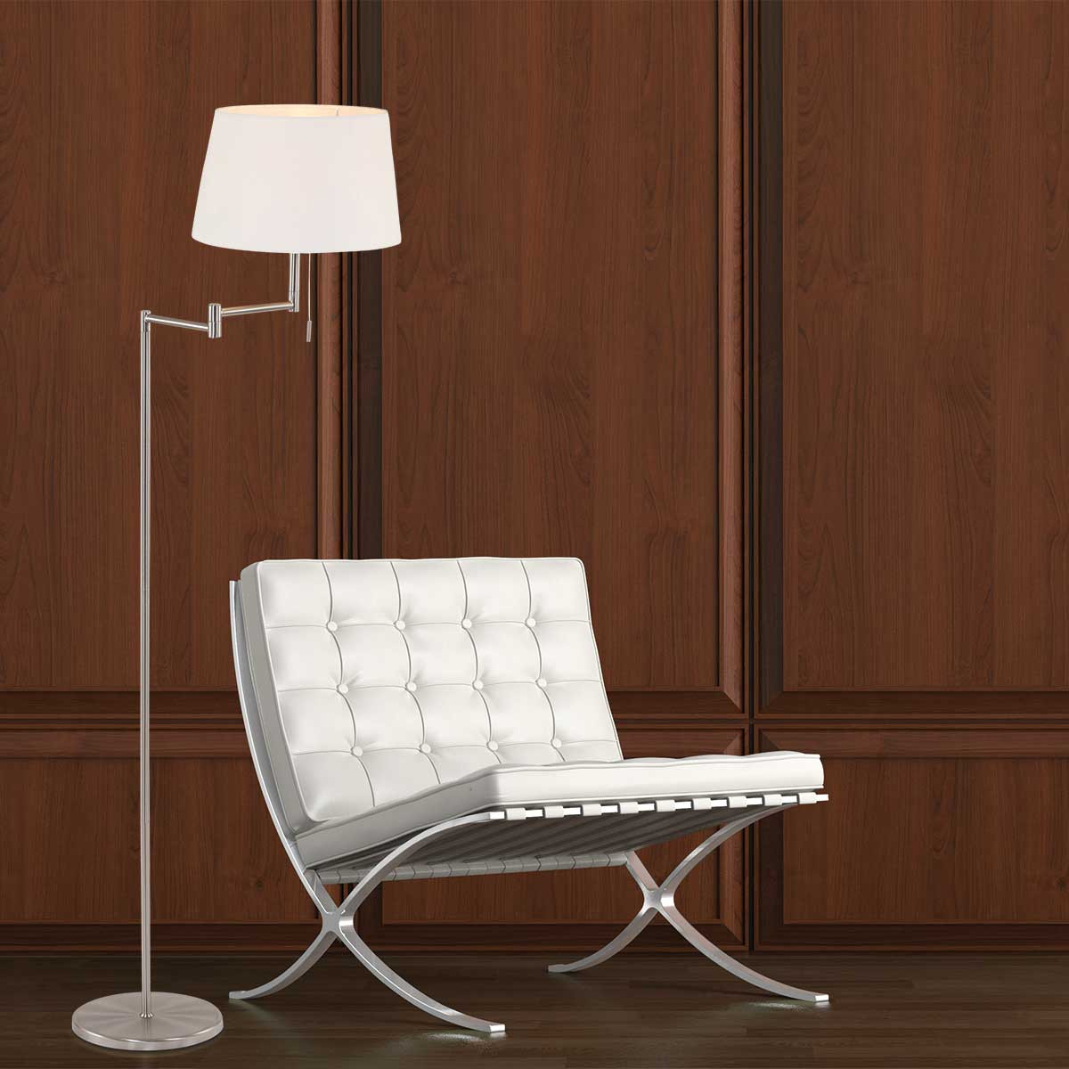 Lampadaire classique en bronze avec abat-jour en lin Mexlite Bella – Image 4