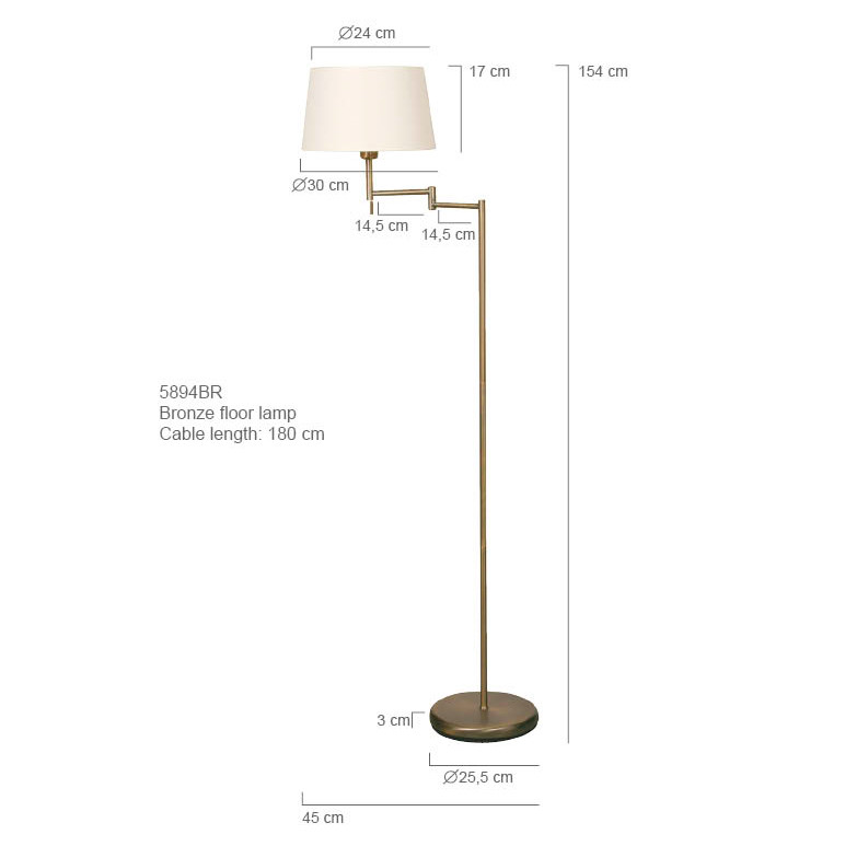 Lampadaire classique en bronze avec abat-jour en lin Mexlite Bella – Image 8