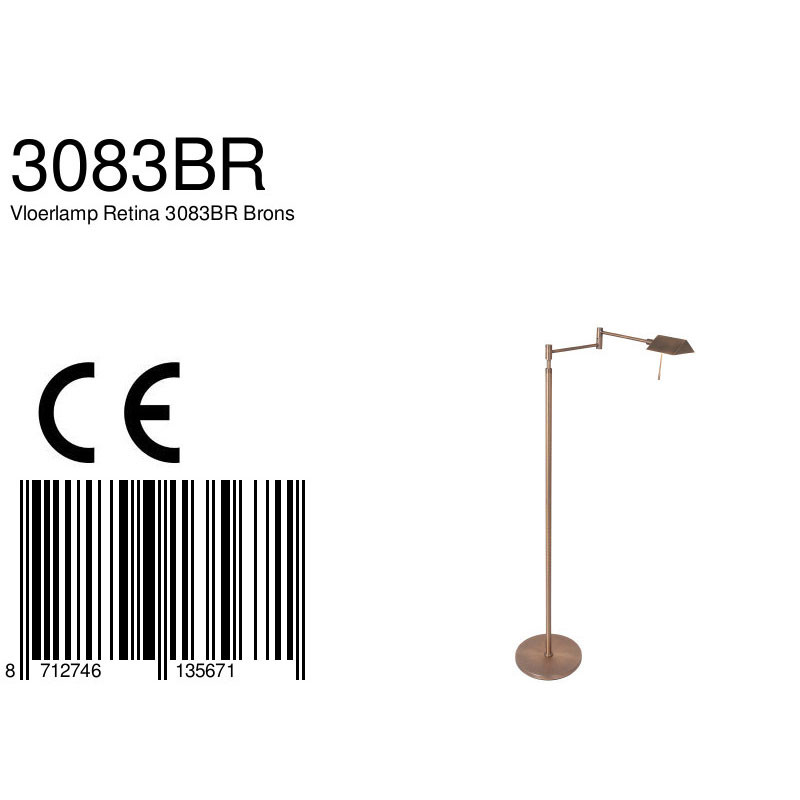 Lampadaire classique dimmable Steinhauer Retina bronze – Image 9
