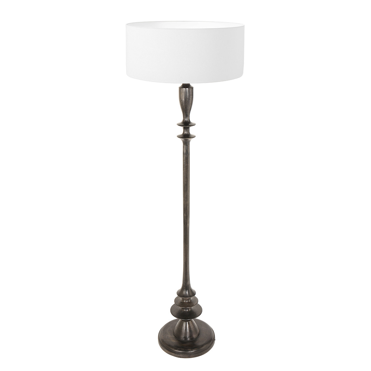 lampadaire-classique-rond-blanc-pied-noir-steinhauer-bois-noirantique-et-opaque-3773zw