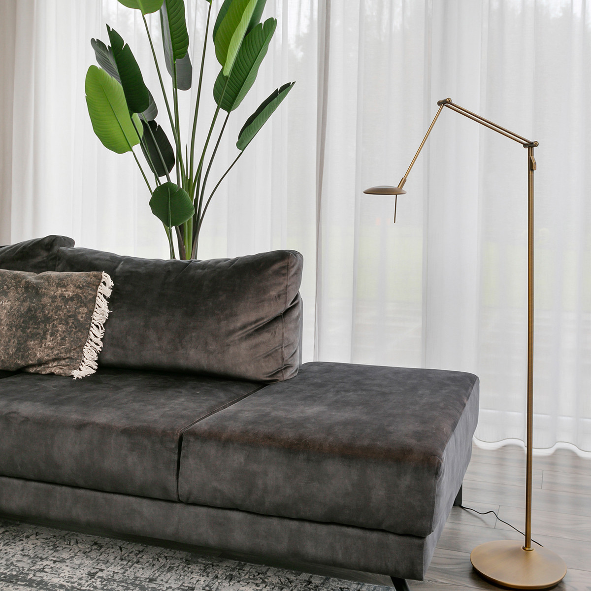 Lampadaire de lecture LED avec bras articulé Steinhauer Zodiac bronze – Image 4