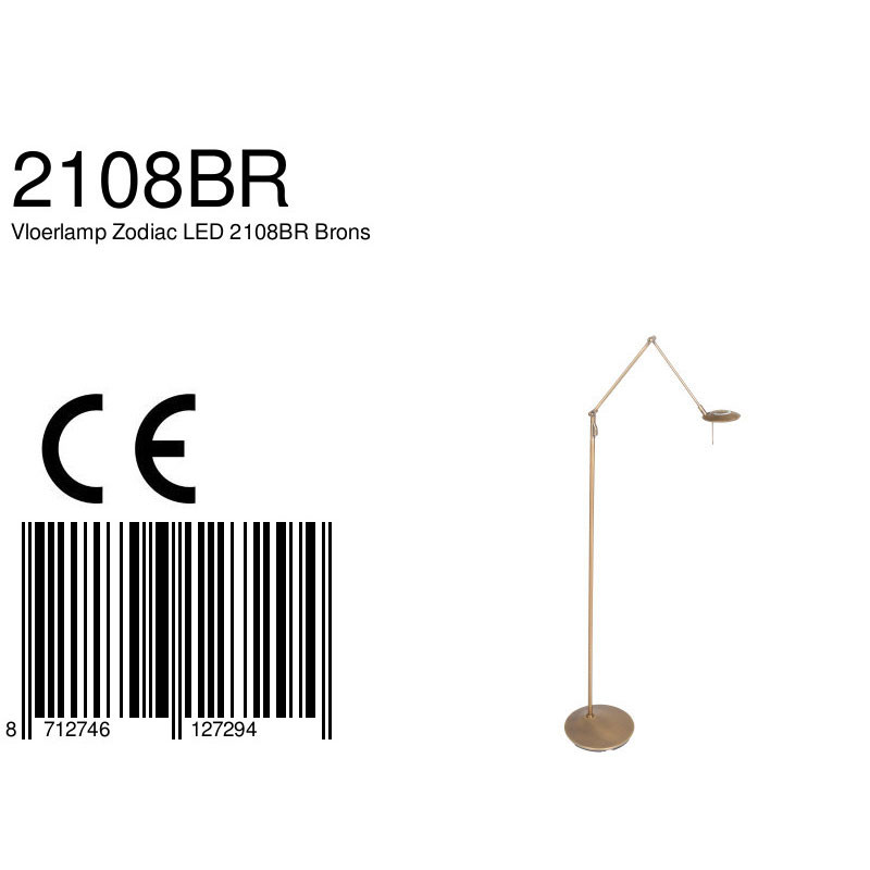 Lampadaire de lecture LED avec bras articulé Steinhauer Zodiac bronze – Image 9