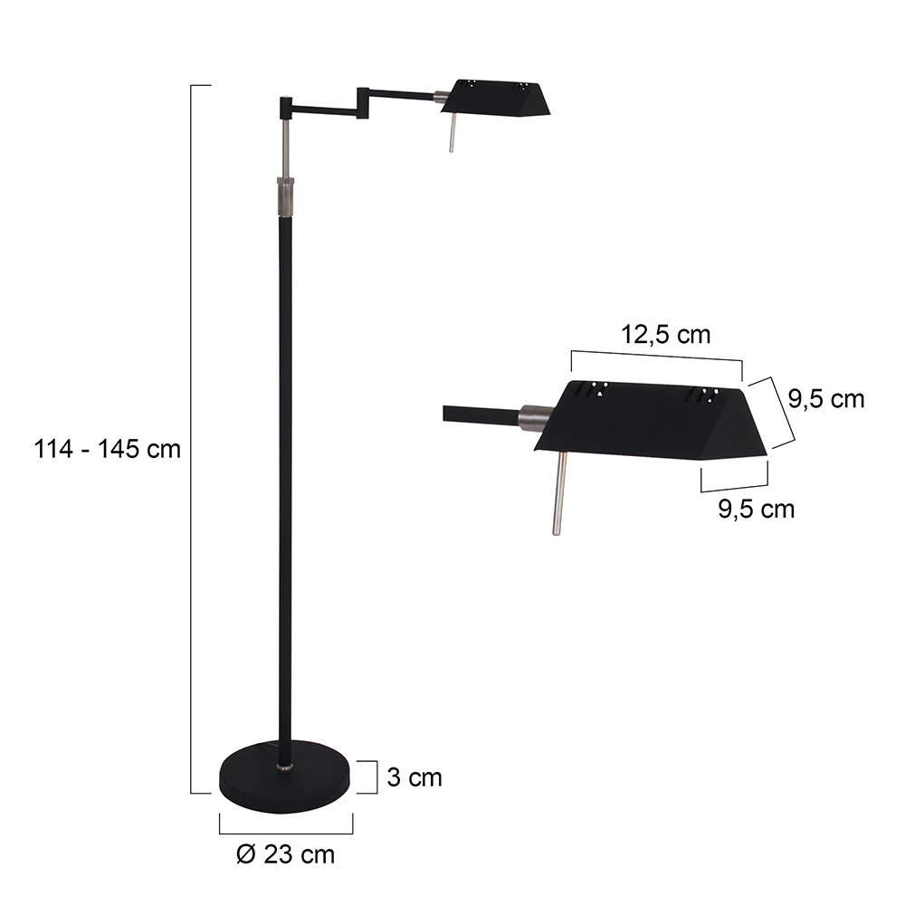 Lampadaire noir tendance avec bras pivotant réglable en métal Mexlite Karl – Image 7