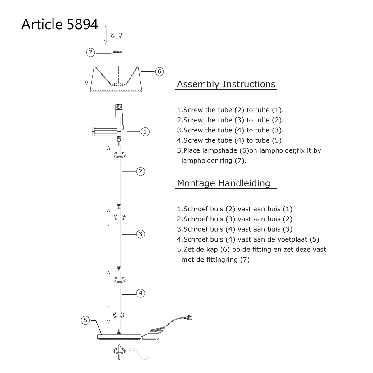 Lampadaire moderne en acier avec abat-jour en lin Mexlite Bella – Image 9