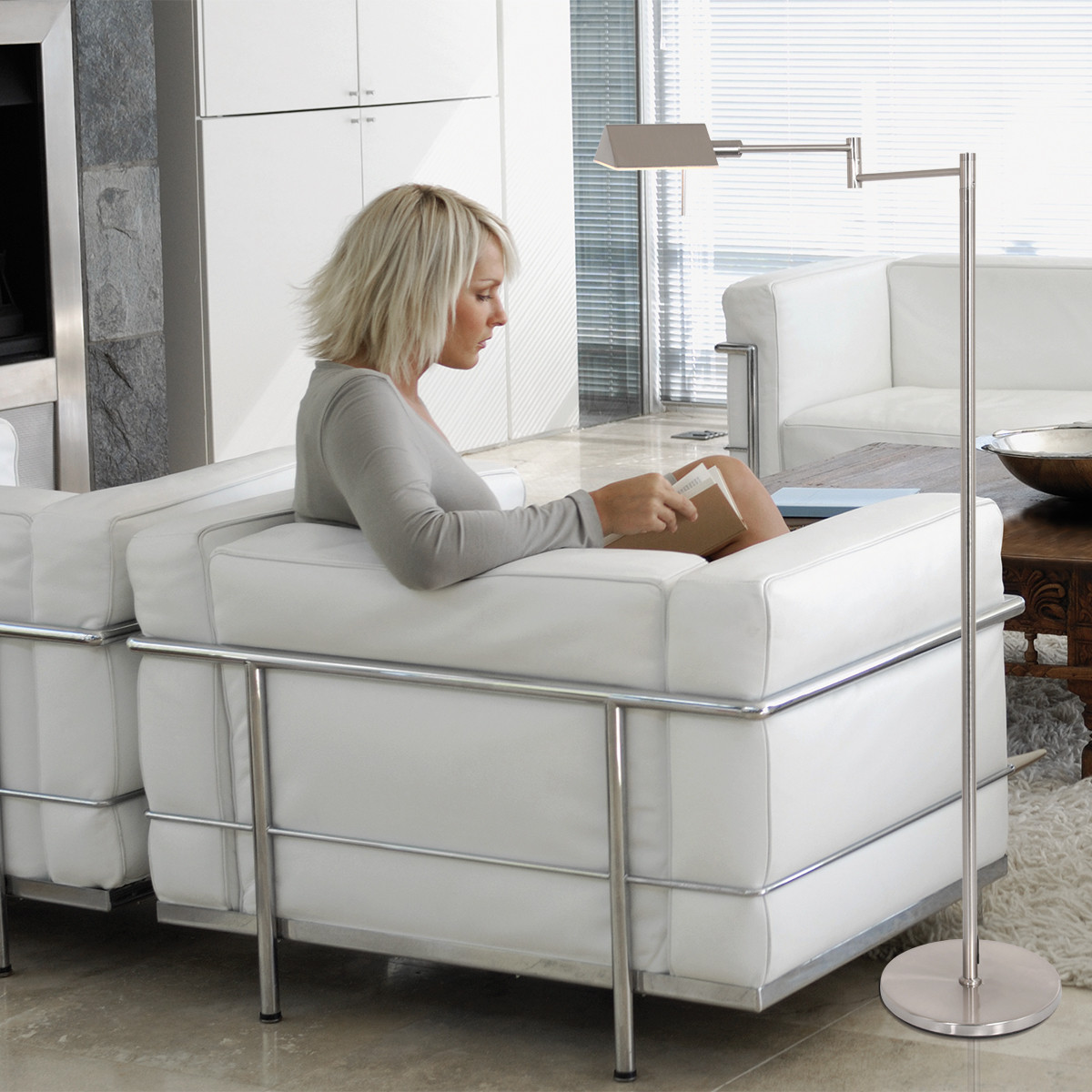 Lampadaire design dimmable Steinhauer Retina acier – Image 3