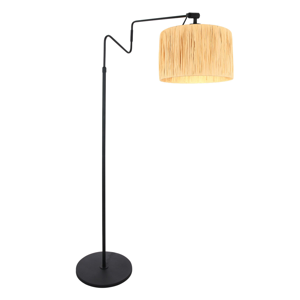 Lampadaire design noir abat-jour raphia Steinhauer Linstrom naturel et noir – Image 2