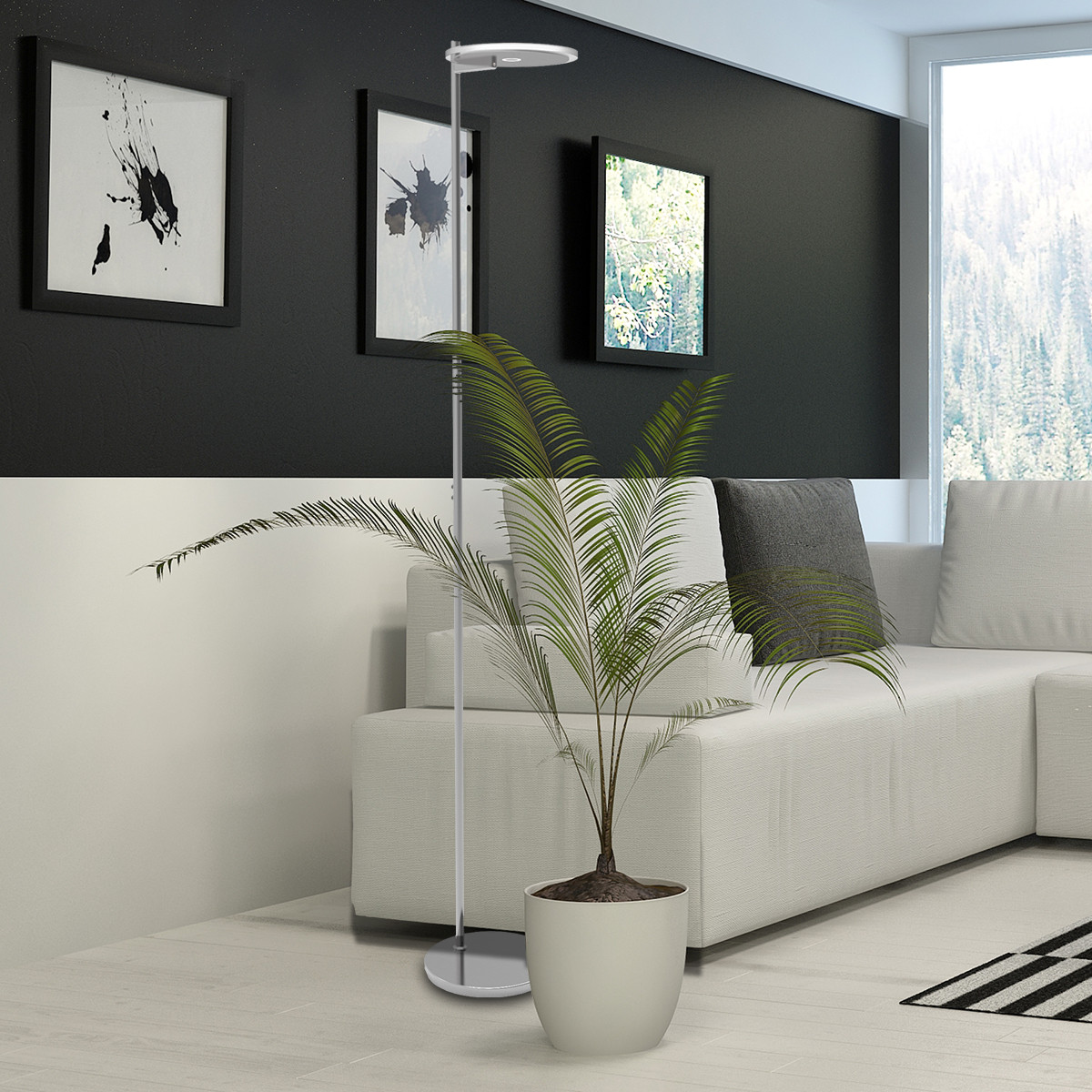 Lampadaire design verre transparent Steinhauer Turound noir – Image 3