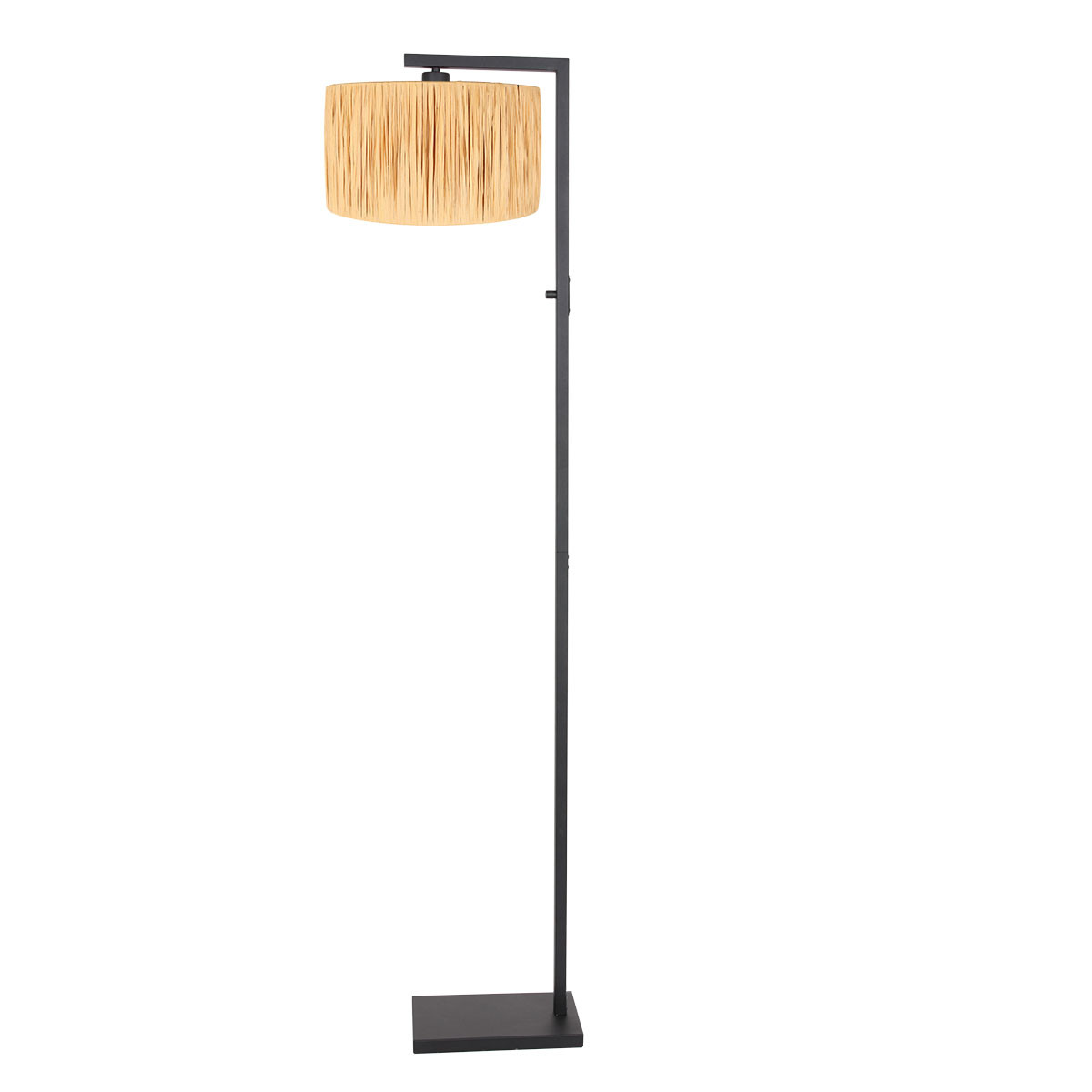 Lampadaire droit noir socle carré abat-jour en raphia Steinhauer Stang naturel et noir – Image 2