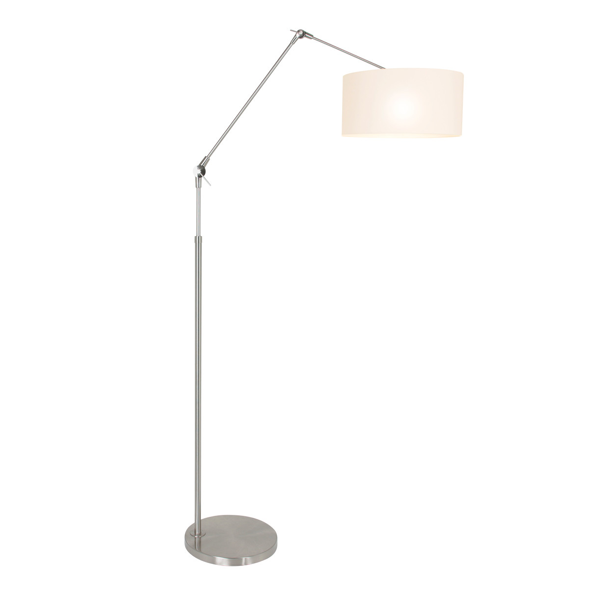 Lampadaire en acier bras articulé Steinhauer Prestige Chic abat-jour cotton blanc – Image 2